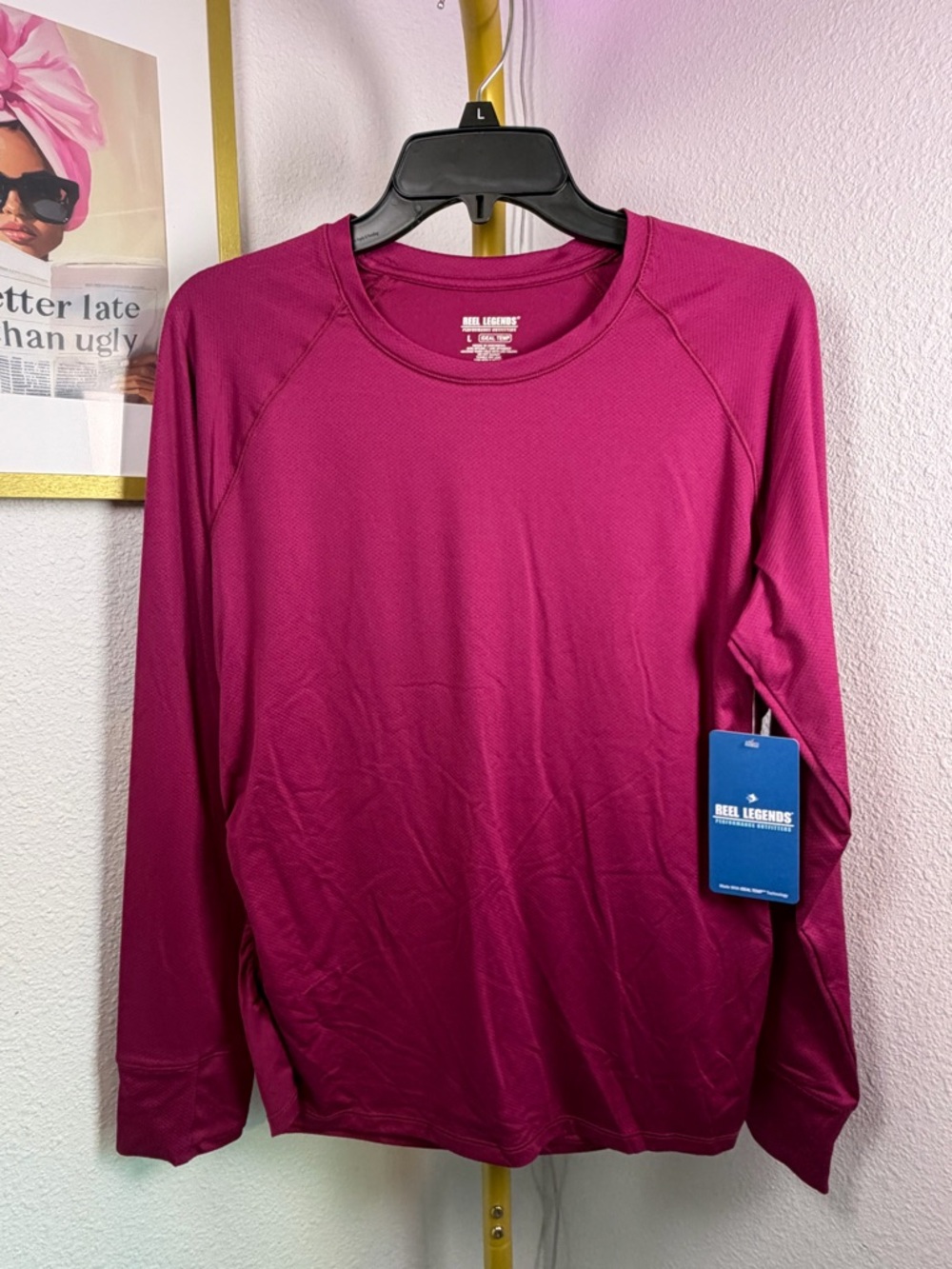 Women’s Reel Legends Long-Sleeve Performance Tee in Deep Magenta - Size L - NWT